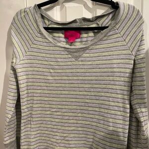Victoria's Secret Gray and Light Green Striped Shirt